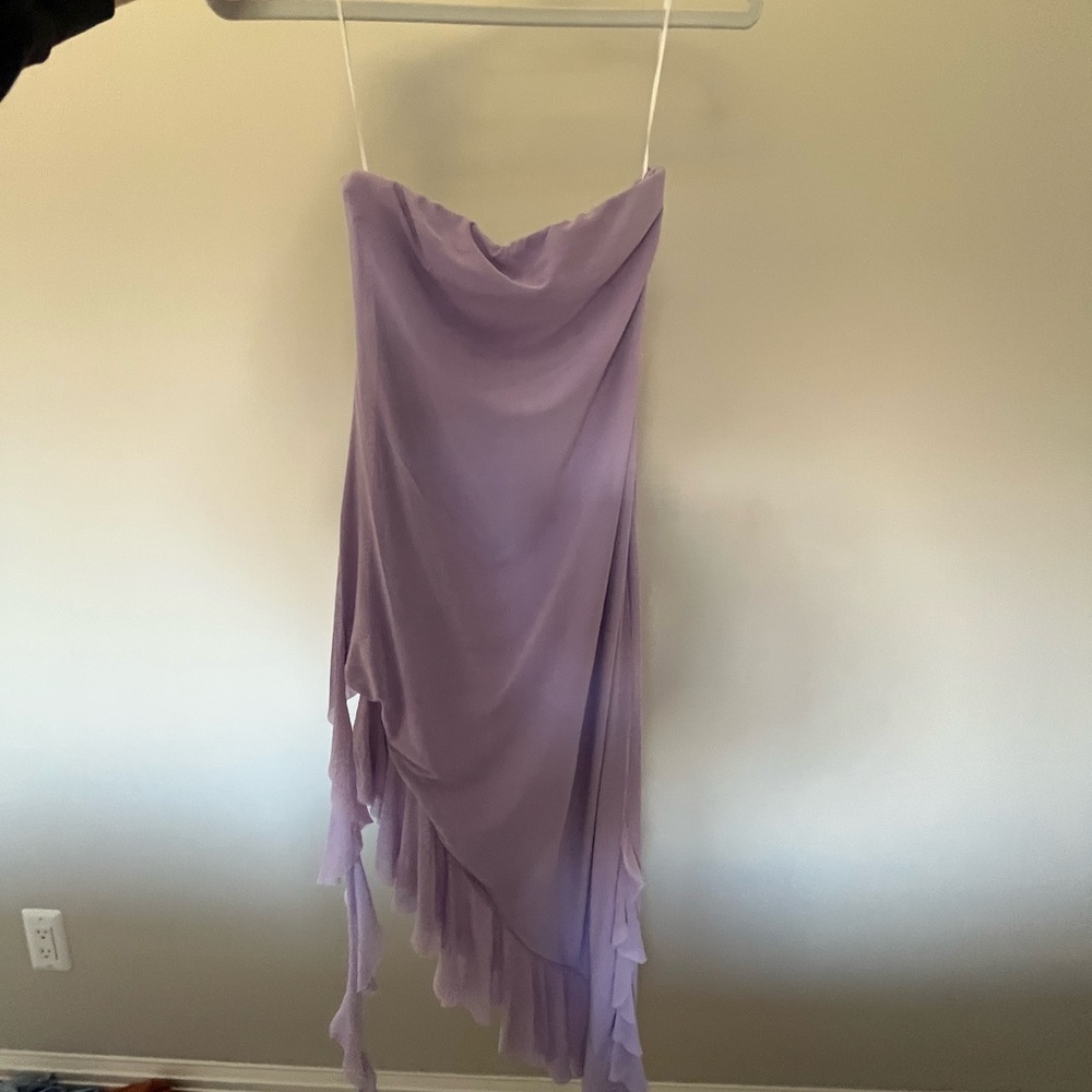 Hello Molly Lavender Asymmetrical Slip Dress